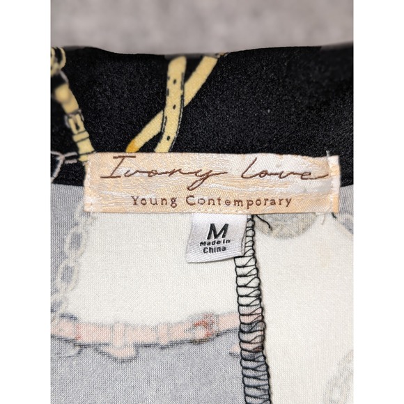 Ivory Love Blazer Chain Print Gold Accents‎ Career Jacket Size M - Picture 3 of 10